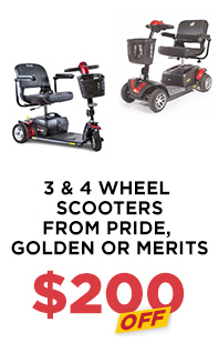 3 & 4 Wheel Scooters from Pride, Golden, or Merits - $200 off